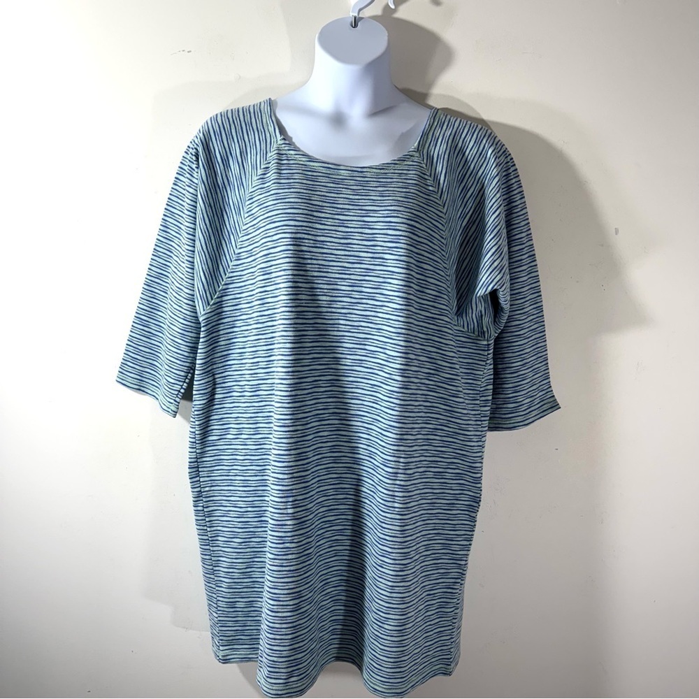 T by Talbots Shift Dress Blue Stripe 3/4 sleeve knit